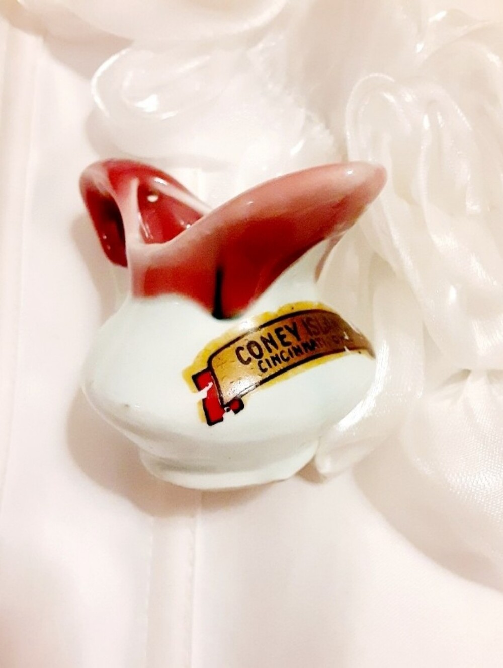 Coney Island Cincinnati Ohio Souvenir Mini Pitcher - White & Pink